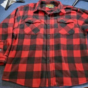 Trail Crest Mens 3XL Red Black Buffalo Plaid Fleece Flannel Shirt Jacket